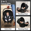 R For Rabbit Picaboo Sportz – 3-in-1 Convertible Carry Cot Pure Black