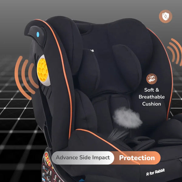 R For Rabbit Jack N Jill NXG Baby Car Seat With Advanced Side Impact Protection Pure Black