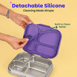 Basil Bento Quad 4-Compartment Stainless Steel Lunchbox 800 ml Purple Pop