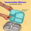 Basil Bento Quad 4-Compartment Stainless Steel Lunchbox 800 ml Teal Garden
