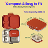 Basil Bento Quad+ 3+1 Compartment Stainless Steel Lunchbox with Mini Box 1250 ml Desi Mitti