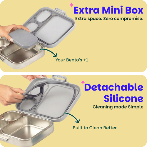 Basil Bento Quad+ Lunchbox 1250 ml Classic Grey