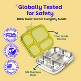 Basil Bento Quad 4-Compartment Stainless Steel Lunchbox 800 ml Mushroom Trail