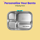 Basil Bento Quad 4-Compartment Stainless Steel Lunchbox 800 ml Teal Garden