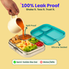 Basil Bento Quad 4-Compartment Stainless Steel Lunchbox 800 ml Teal Garden