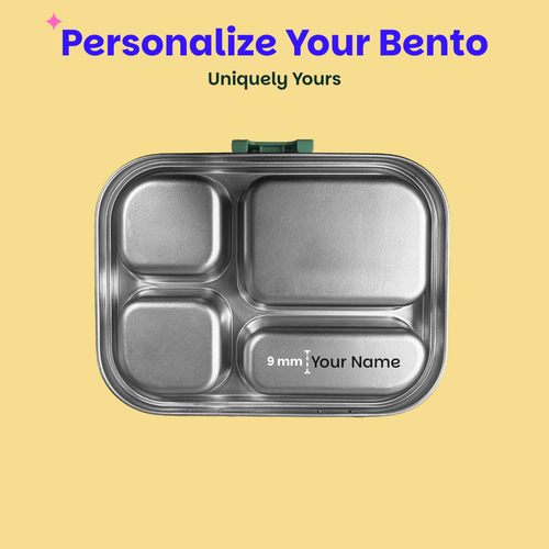 Basil Bento Quad 4-Compartment Stainless Steel Lunchbox 800 ml Wild Wood