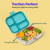Basil Bento Quad 4-Compartment Stainless Steel Lunchbox 800 ml Teal Garden