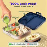 Basil Bento Quad+ 3+1 Compartment Stainless Steel Lunchbox with Mini Box 1250 ml Midnight Sora