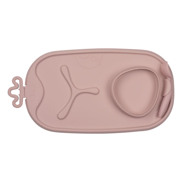 b.box Roll + Go Silicone Mealtime Mat with Spoon – Blush