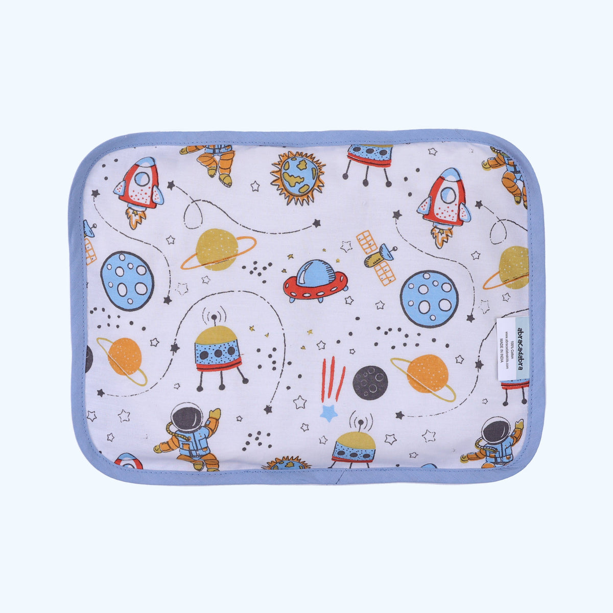 Abracadabra Rai Mustard Seed Baby Pillow – Rocketman Blue
