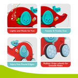 R For Rabbit Orapple Trunky Fun & Safe Musical Pull-Along Toy 12M+
