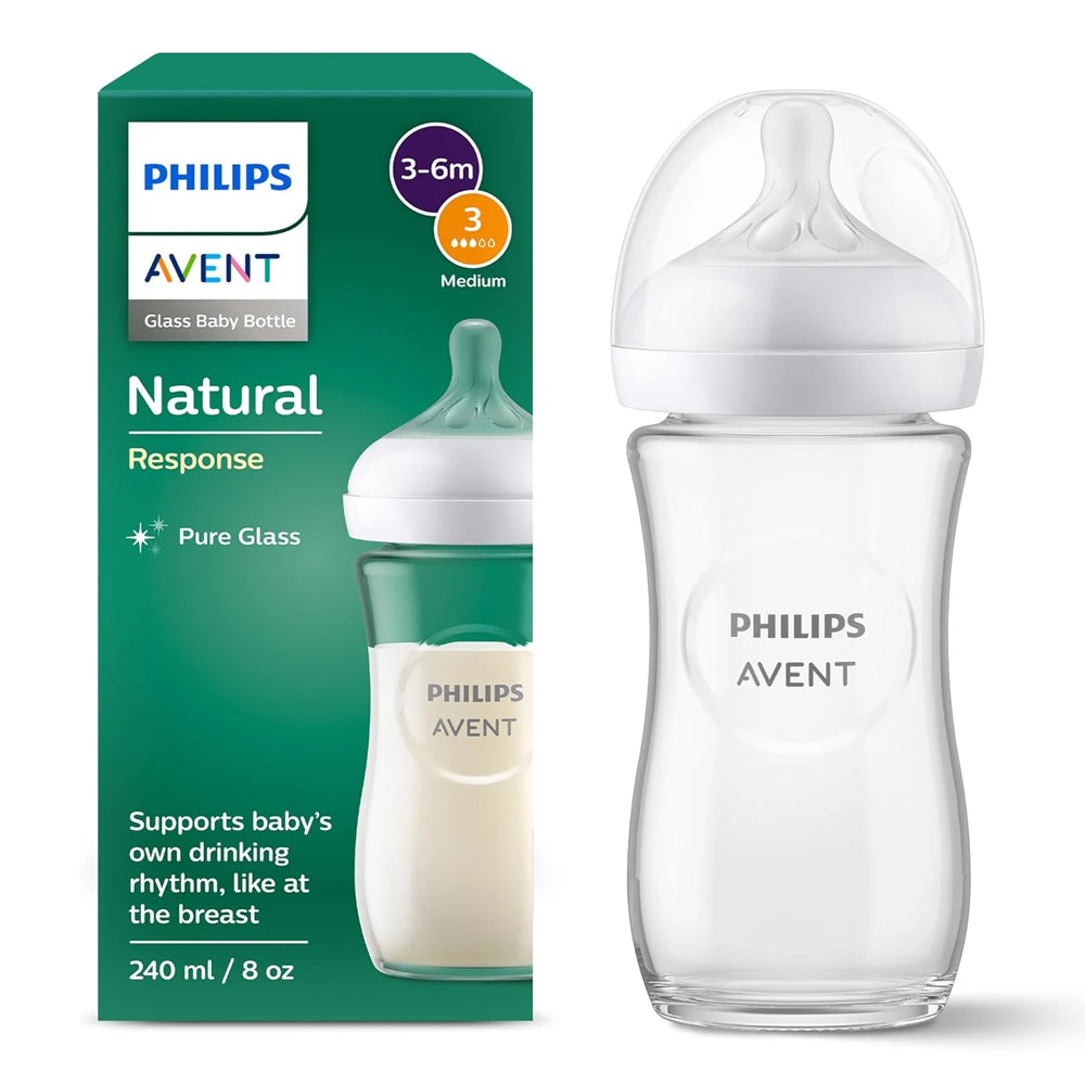 Philips Avent Natural Response Glass Baby Bottle 240 ml – SCY913/01
