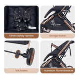 R For Rabbit Stroller Street Smart Quick Auto Fold - Gold Black