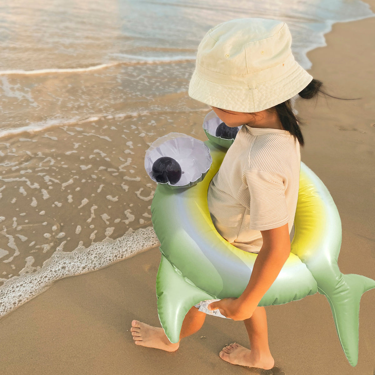 SUNNYLIFE Kiddy Pool Ring Shark Tribe - Khaki