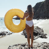 SUNNYLIFE Gold Color Inflatable Pool Ring Disco Gold