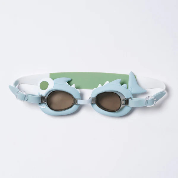 Sunnylife Blue Color Mini Swim Goggles For Kids Shark Tribe Khaki
