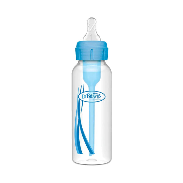 Dr. Brown's Natural Flow Anti-Colic Options+ Narrow Baby Bottle 8 oz/250 ml 2-Pack Blue