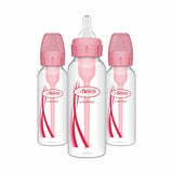 Dr. Brown's Natural Flow Anti-Colic Options+ Narrow Baby Bottle, 8 oz/250 ml, Pink, 3-Pack