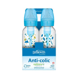 Dr. Brown's Natural Flow Anti-Colic Options+ Narrow Baby Bottle, 8 oz/250 ml, Blue Nature, 4-Pack