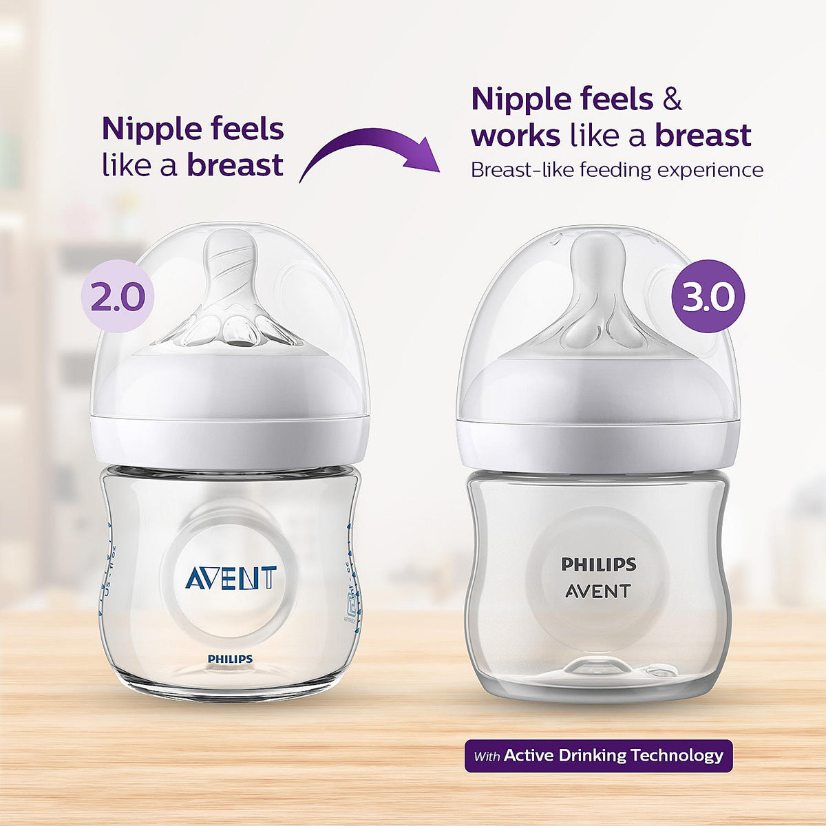 Philips Avent Natural Response Feeding Bottle 125 ml – 0m+ Pack of 2