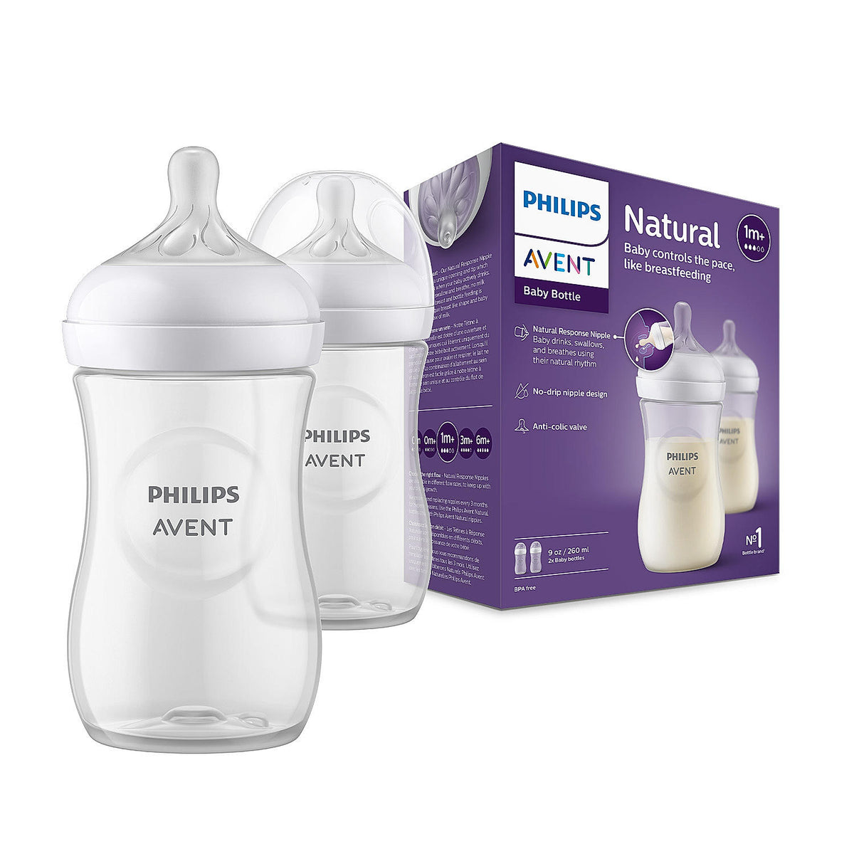 Philips Avent Natural Response Feeding Bottle 260 ml – Pack of 2