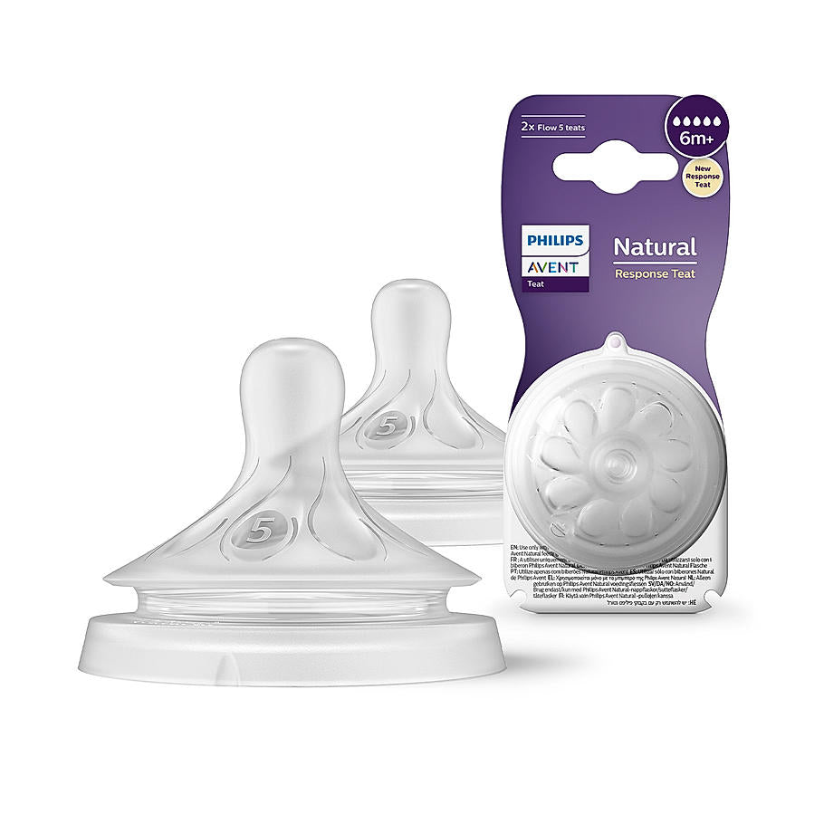 Philips Avent Natural Response Extra Fast Flow Teat Flow 5 – 6M+ | Pack of 2 | SCY965/02