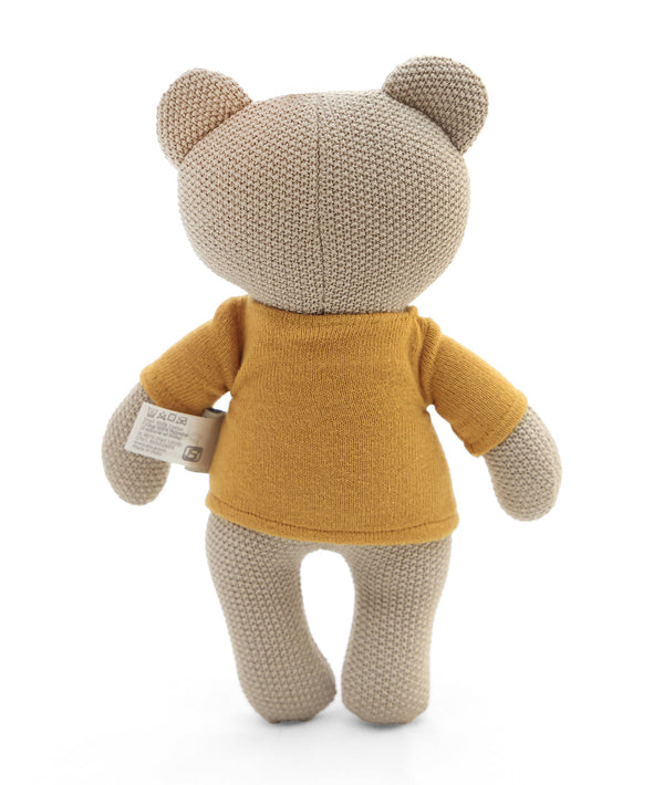 Pluchi Kensington Teddy Cotton Knitted Stuffed Soft Toy (Beige and Yellow)