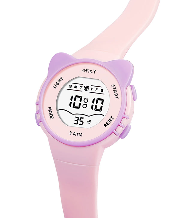 Spiky Eva12 Cat Shaped Sports Digital Watch - Pink