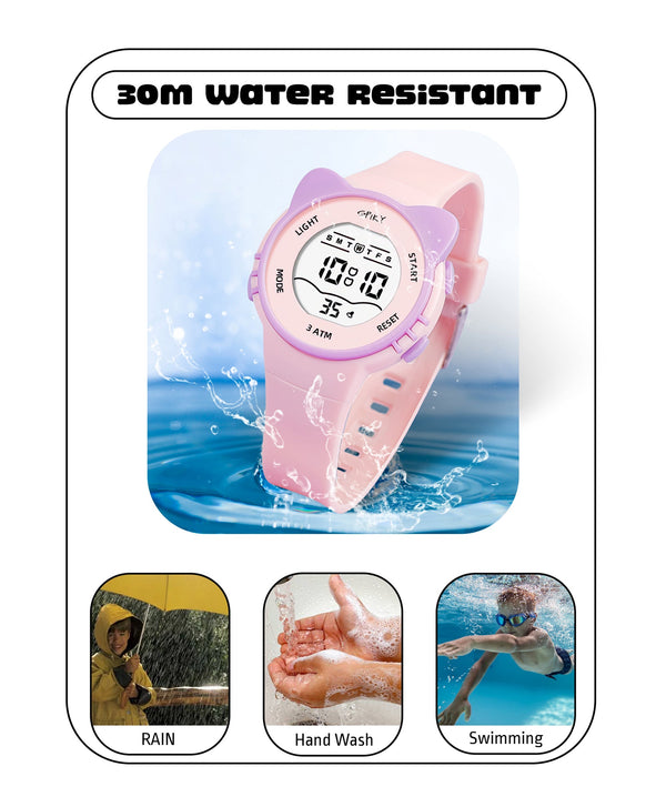 Spiky Eva12 Cat Shaped Sports Digital Watch - Pink