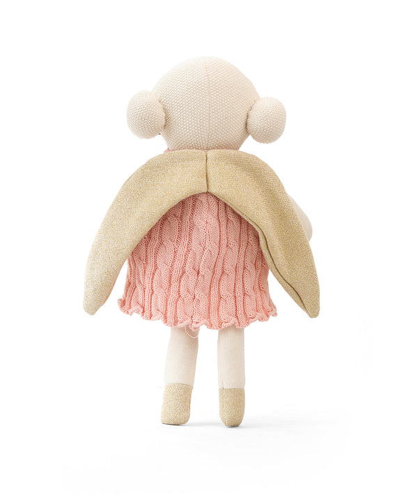 Pluchi Angel Doll Cotton Knitted Stuffed Soft Toy (Baby Pink & Gold)