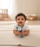 Pluchi Rattle Bear Cotton Knitted Stuffed Soft Toys for Babies / Kids (Baby Blue)