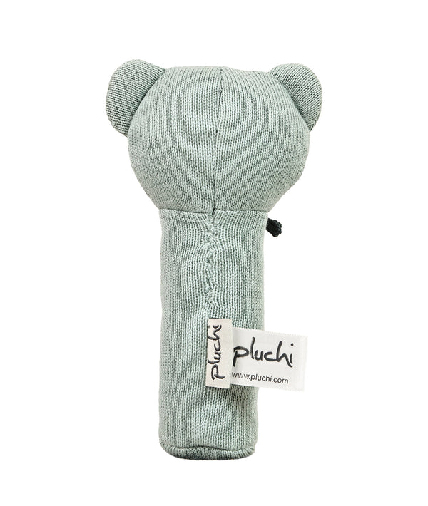 Pluchi Rattle Bear Cotton Knitted Stuffed Soft Toys for Babies / Kids (Baby Blue)