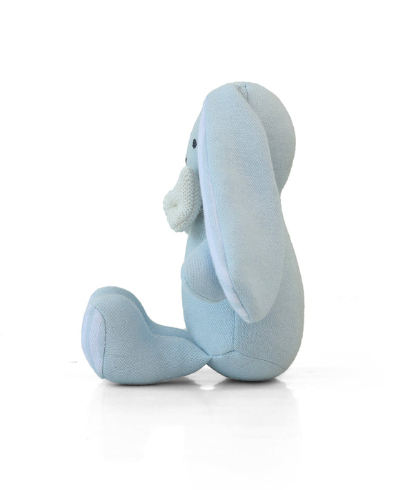 Pluchi Ralph Bunny Hop Cotton Knitted Stuffed Soft Rattle Toy (Sky Blue)