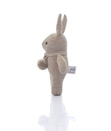 Pluchi Toto Bear Cotton Knitted Stuffed Soft Rattle Toy (Beige Melange & Natural)