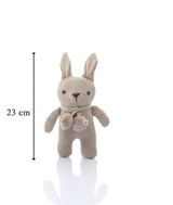 Pluchi Toto Bear Cotton Knitted Stuffed Soft Rattle Toy (Beige Melange & Natural)
