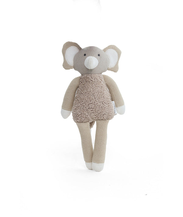 Pluchi Tiny Trunk Cotton Knitted Stuffed Soft Toy (Silver Birch & Ivory)
