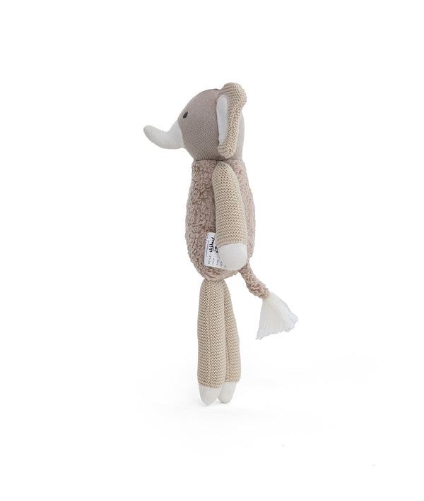 Pluchi Tiny Trunk Cotton Knitted Stuffed Soft Toy (Silver Birch & Ivory)
