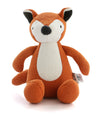 Pluchi The Timid Fox - Cotton Knitted Stuffed Soft Toy For Babies & Kids (Bright Orange & Natural)