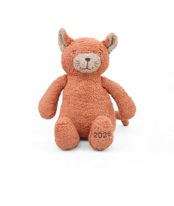 Pluchi Ginger The Cat Cotton Knitted Stuffed Soft Toy (Pale Whisper & Dusty Coral)