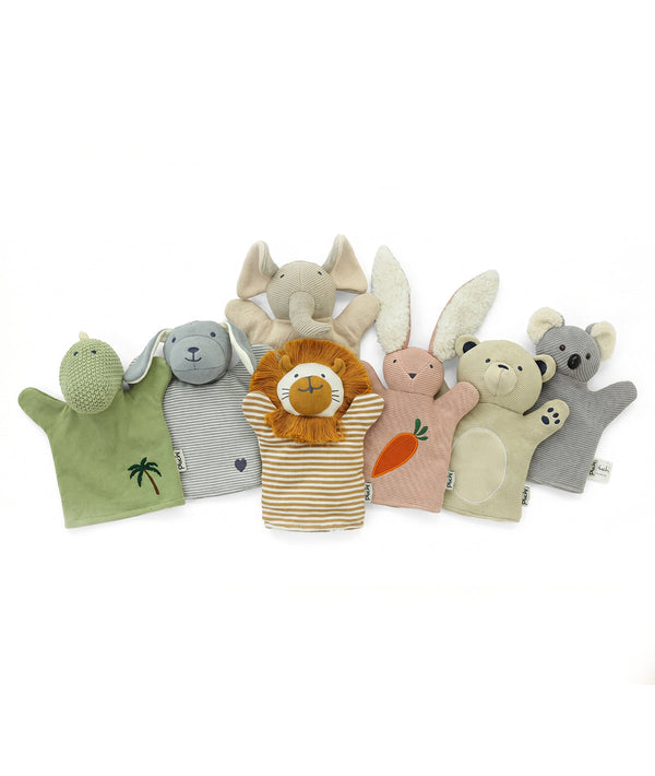 Pluchi Elephant Hand Puppet Cotton Knitted Stuffed Soft Toy (Oat & Pale Whisper)