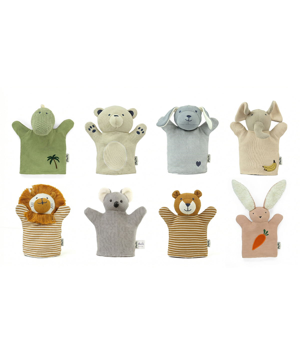 Pluchi Polar Bear Hand Puppet Cotton Knitted Stuffed Soft Toy (Natural Melange)