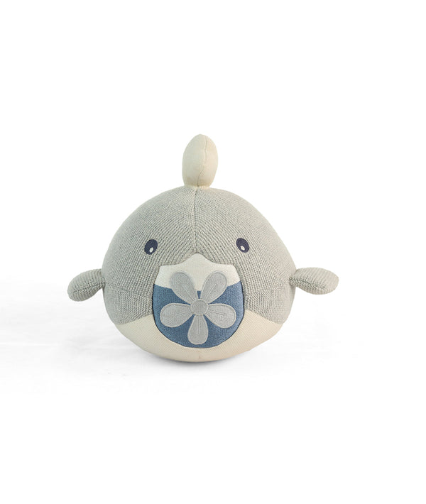 Pluchi Marlow Fish Cotton Knitted Stuffed Soft Toy for Babies & Kids (Grey & Natural)