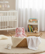 Pluchi Queenie Bunny Hop Toy Cotton Knitted Stuffed Soft Rattle Toy (Light Pink)