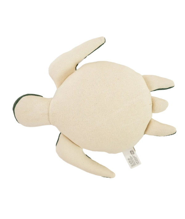 Pluchi Waddles Turtle Cotton Knitted Stuffed Soft Toy (Duke Green & Natural)