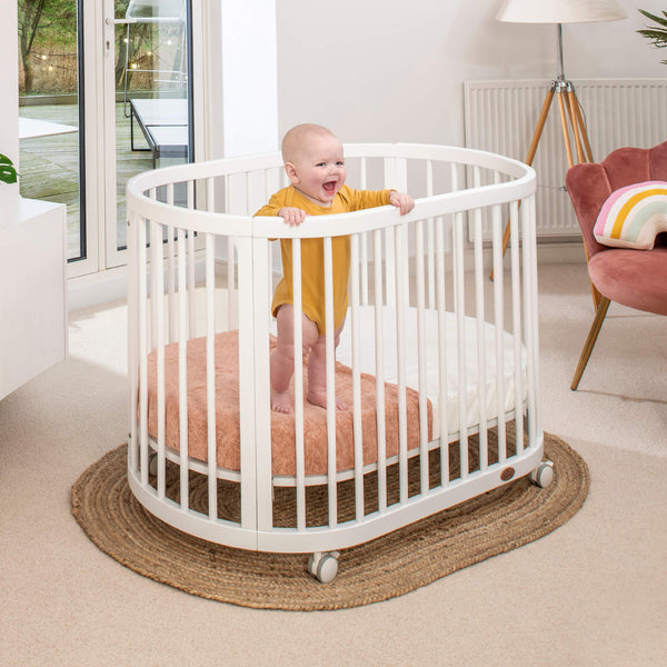 Boori Oasis Oval Cot – Barley White | Convertible Baby Cot 0–3 Years