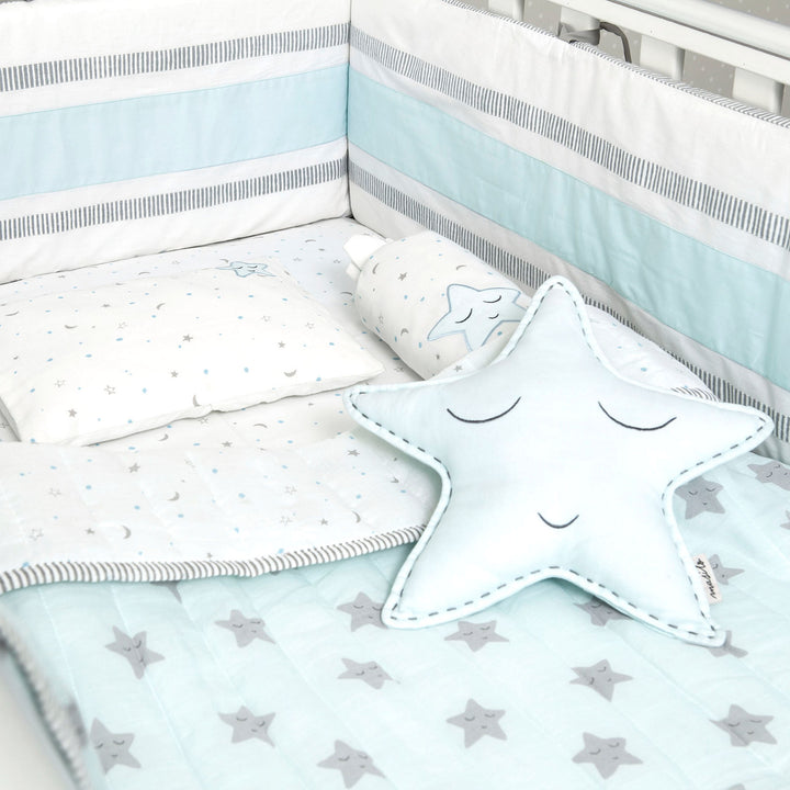 Masilo Organic Cotton Cot Bedding Set Sleepy Star 6 Piece – Blue