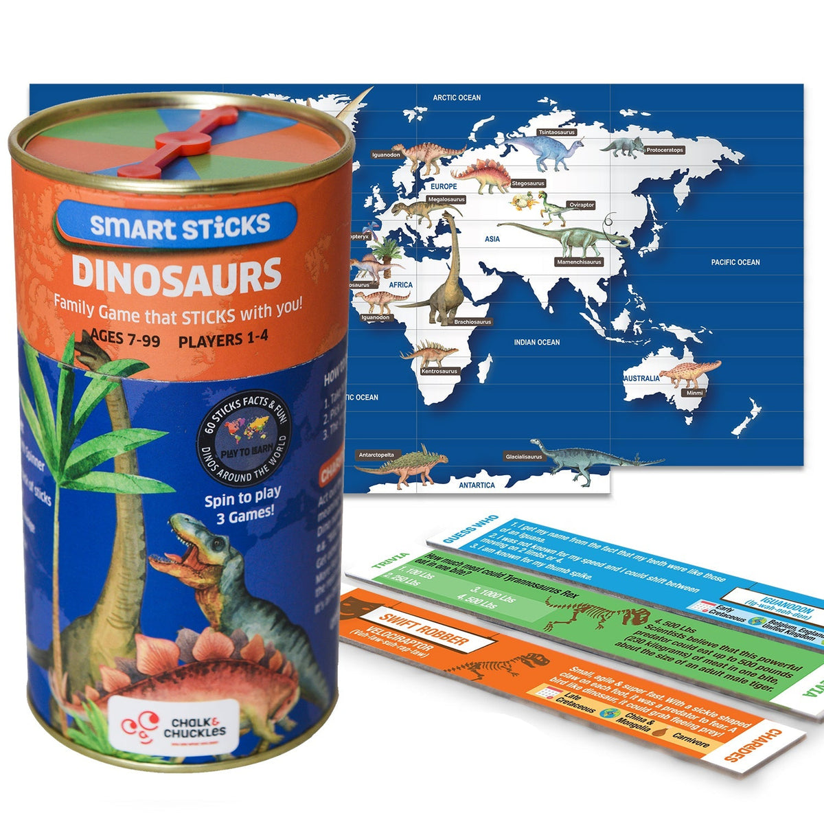 Chalk and Chuckles Smart Sticks Dinosaurs 8 × 8 × 15 cm Multicolor