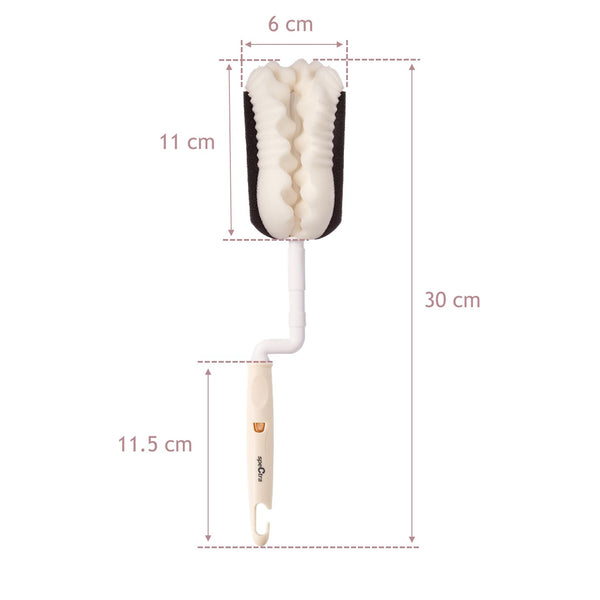 Bottle Brush Spectra Bottle & Nipple Brush Cleaner 360° 2-in-1 Set – Ivory