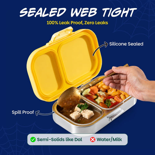 Basil Bento Ace 2 Compartment Stainless Steel Lunchbox 600 ml Little Websters