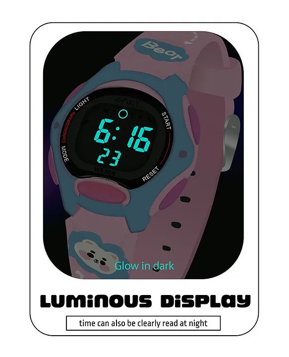 Spiky EVA18 Printed Strap Round Sports Digital Watch 3–10Y – Pink